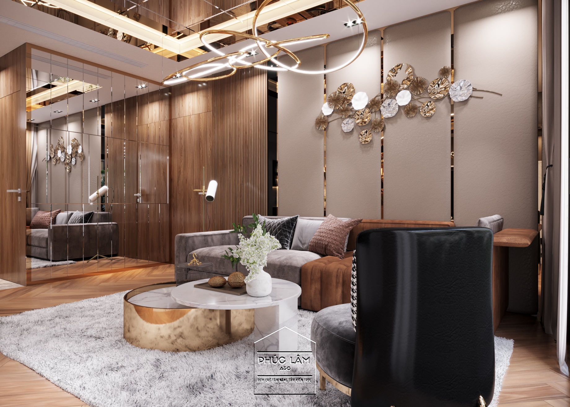 Nội thất phòng khách chung cư 3 ngủ terra An Hưng